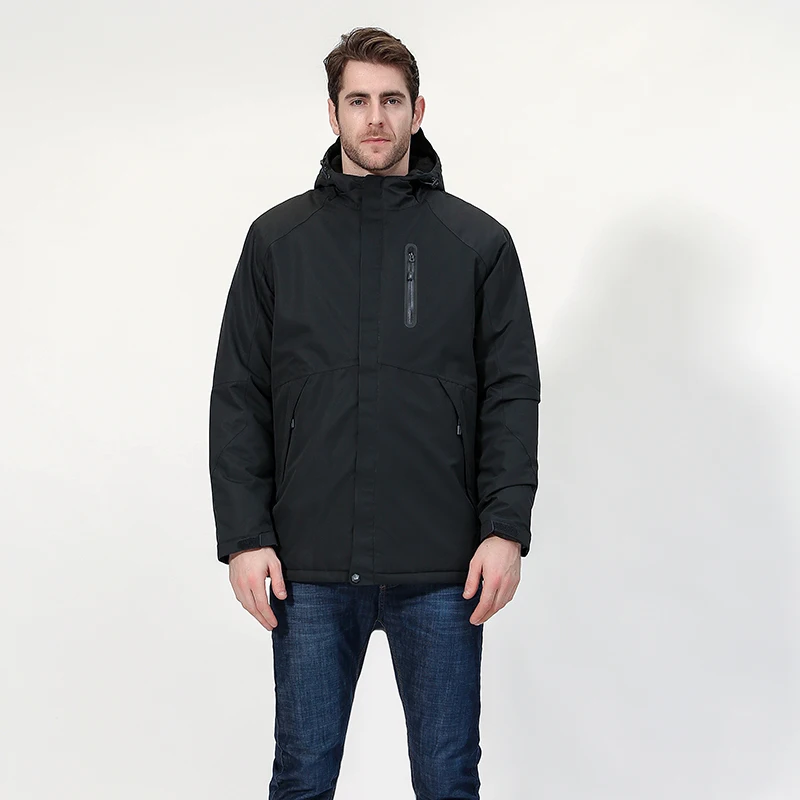 
Men Heated Hooded Coat Waterproof Outdoor Winter Jacket 