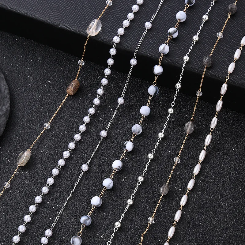 Wholesale crystal chains imitation pearl chain handmade diy necklaces bracelets glasses chains jewelry