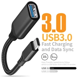 USB C to USB Adapter, Type C 3.0 OTG Cable On The Go Type C Male to USB A Female Adapter Compatible with MacBook
