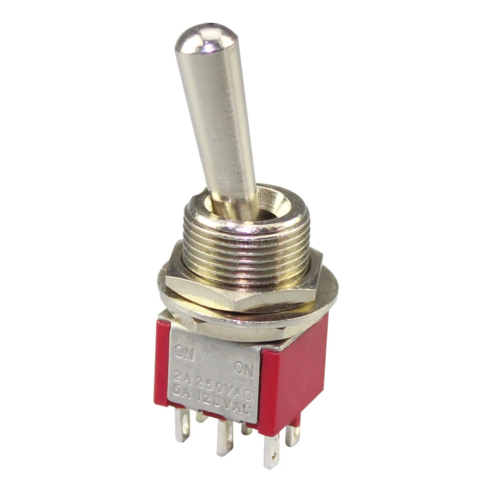 DaierTek MTS-2 DPDT 6Pin 2Position 6A 125V Miniature Mini Car ON-ON Large Handle Solder Toggle Switch For Motorcycle Automotive