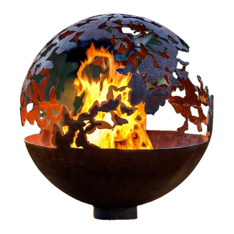 
Outdoor funny corten steel fire pit ball 