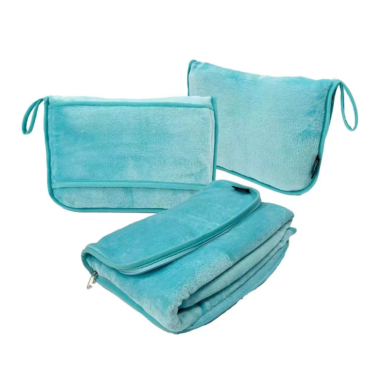 Travel Blanket And Pillow, 2 In 1 Airplane Blanket With Soft Bag Pillowcase, Hand Luggage Sleeve And Backpack Clip Travel Pillow