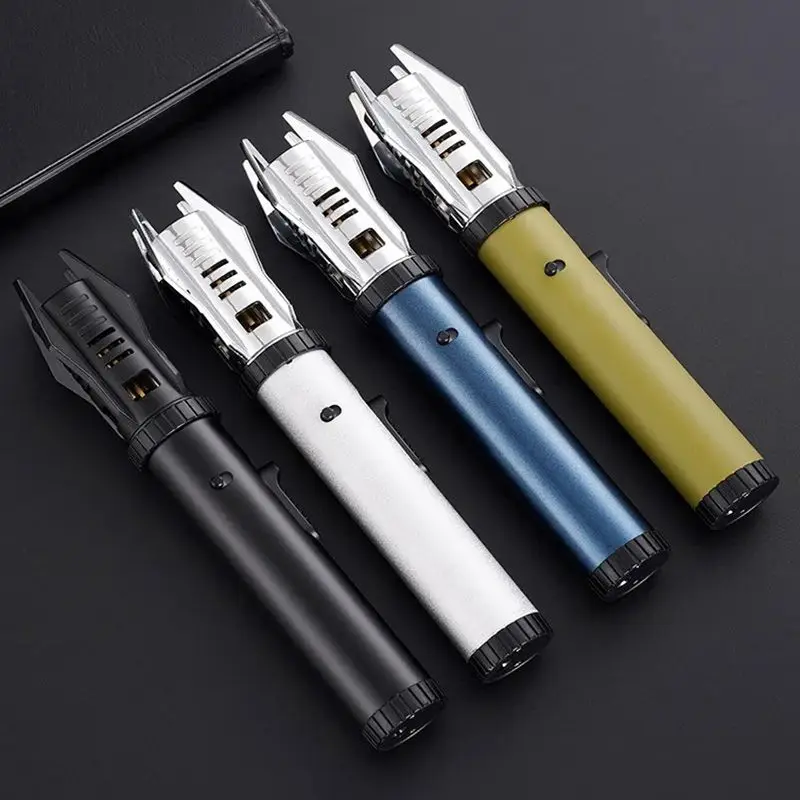 New Powerful Red Flame Torch Lighter Adjustable Rotatable Jet Flame Refillable Long Pen Lighter