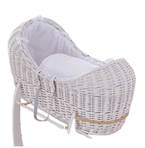 Eco-friendly handmade Baby Moses basket with rocking stand wicker Baby Pod basket
