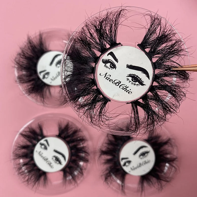 Create your own custom lash boxes thick dramatic eyelashes wholesale 3D 25mm fluffy mink eyelash vendor