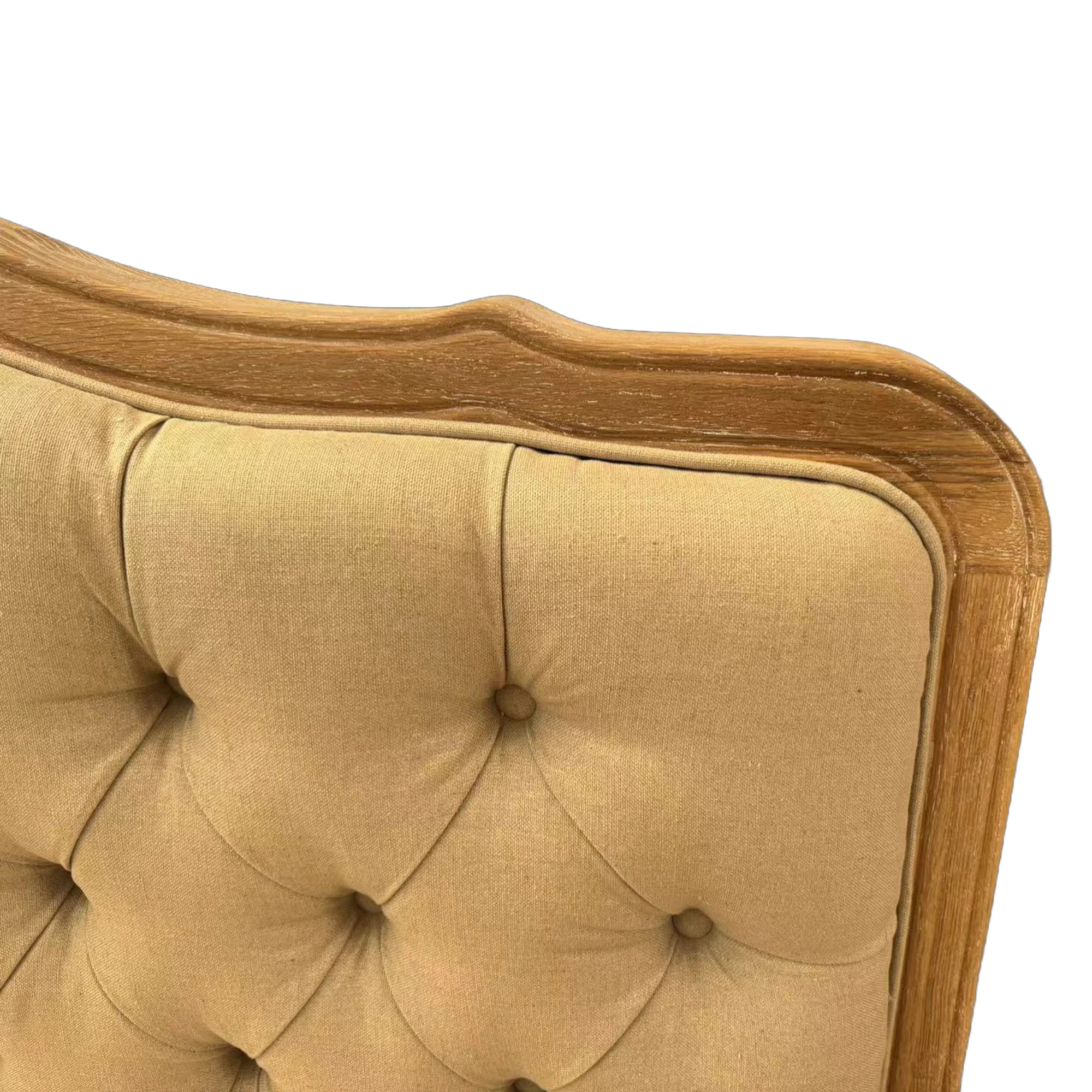 GB46-4 French Classical Country Bedroom Furniture Oak Button Upholstered Headboard Footboard Bed