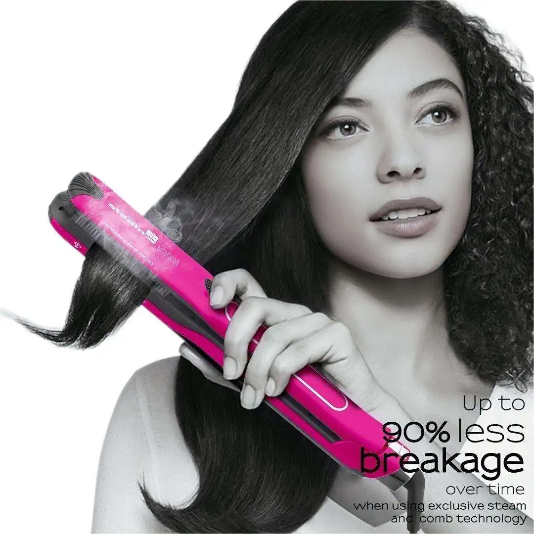 Steam Straighteners for Hair, Professional Salon Ceramic Tourmaline Vapor Steam Flat Iron