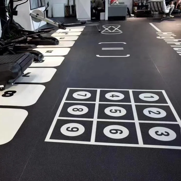 gym mats rubber flooring Custom PVC rubber gym floor Rolls Function agility training zones