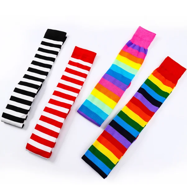 Women knee high stocking rainbow colorful cotton custom logo socks