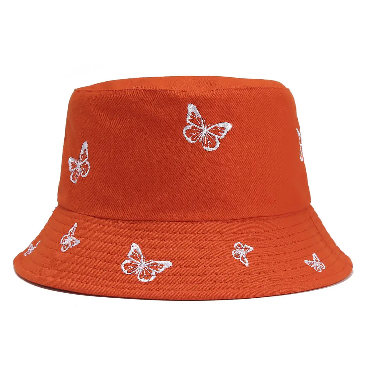 Custom Print Butterfly Embroidery Fisherman Hat Premium Cotton Wide Brim Bucket Hats With Custom Logo Hijab