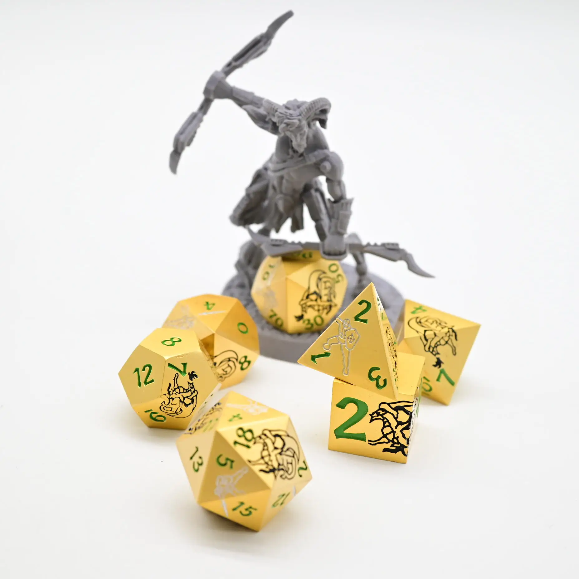 LM DND warrior Sharp edges zinc metal dice black Carving DND DICE set for DND 5E