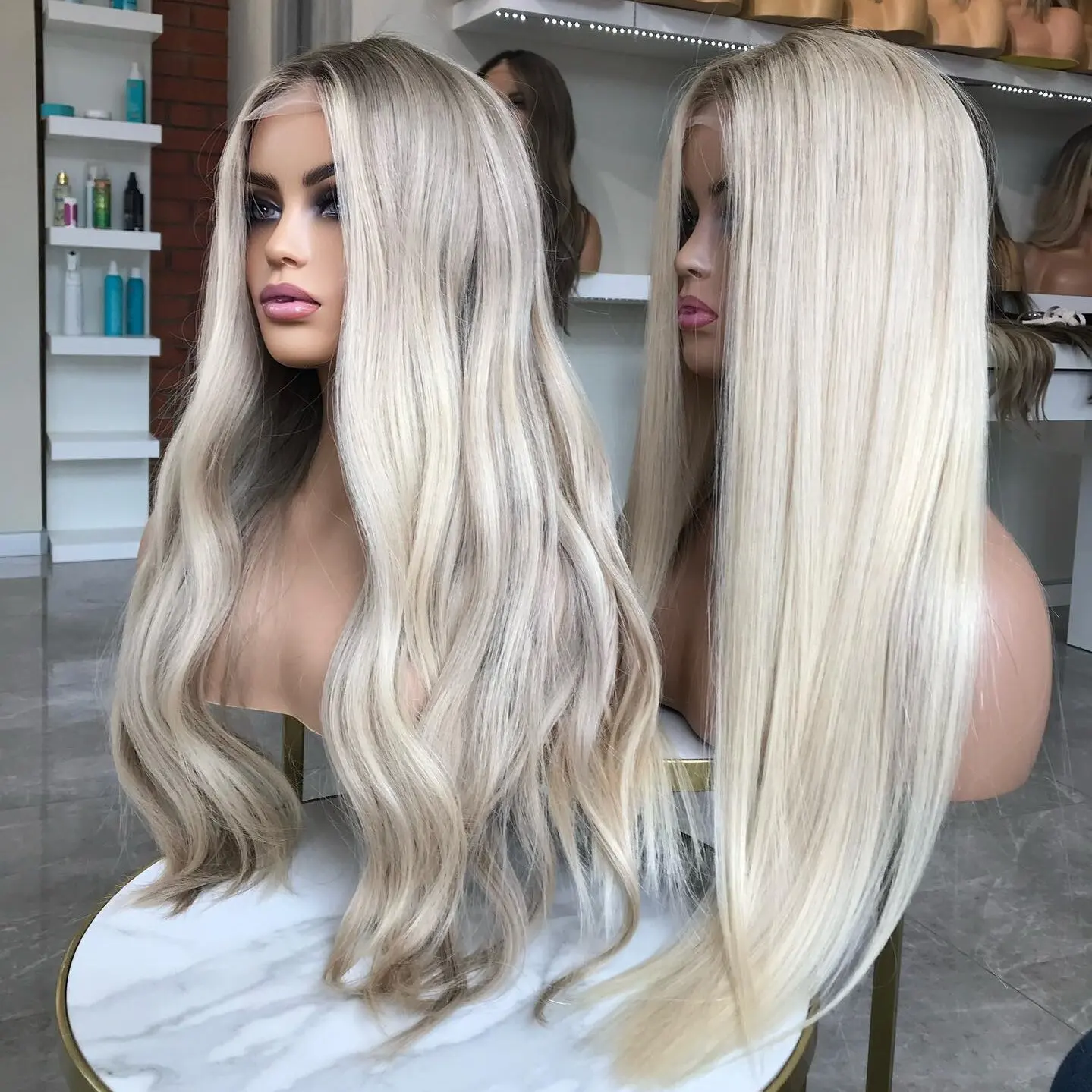 Peruvian Lace Front Wigs Natural Blonde Full Lace Human Hair Wig For High Level White Women Cuticle Aligned Lace Frontal Wigs