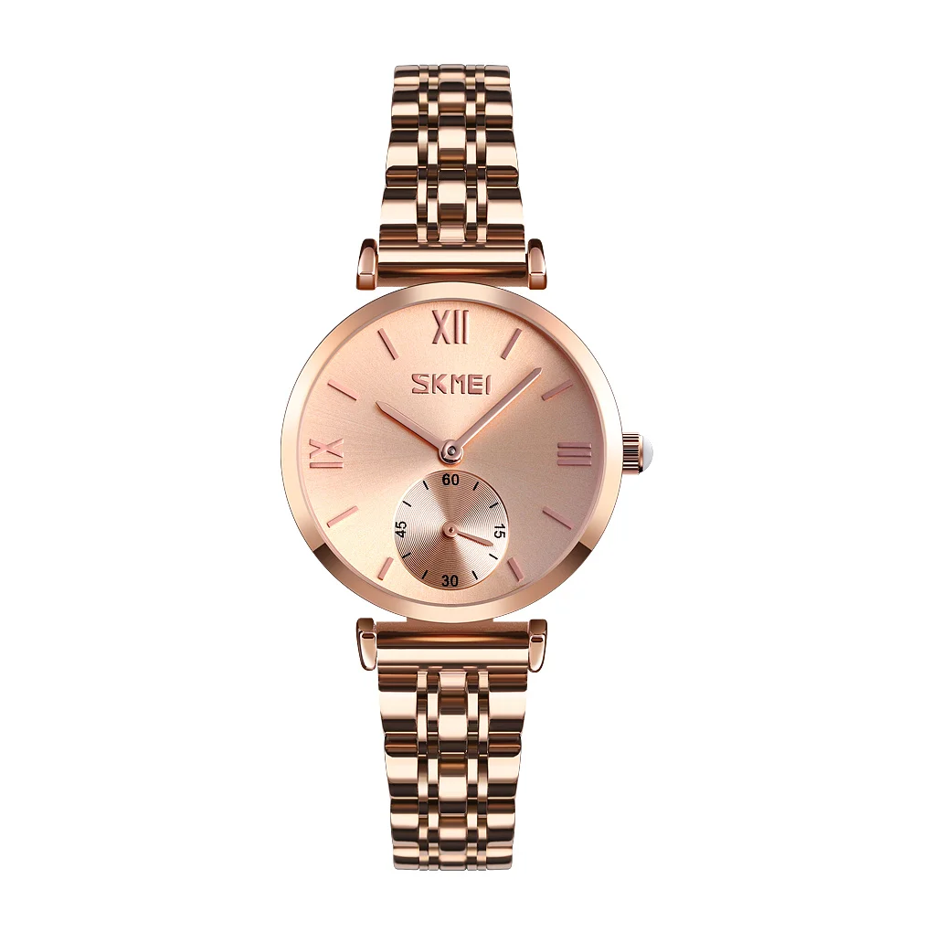 SKMEI 9198 Latest Fashion Luxury Ladies Women Wrist Watch Fashion Steel Quartz Watch Waterproof 3ATM Reloj Wristwatch