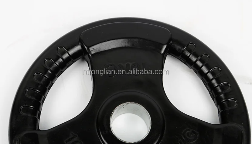 
Three Grips Rubber Coated Weightlifting Weight Plate With Competitive Price 