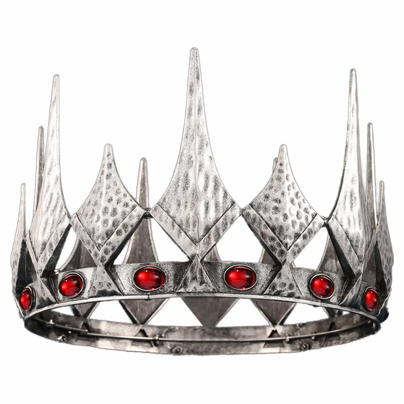King Male Crown Tiara Headdress Antique Silver gold adult colorful rhinestone alloy vintage crown hair accessories