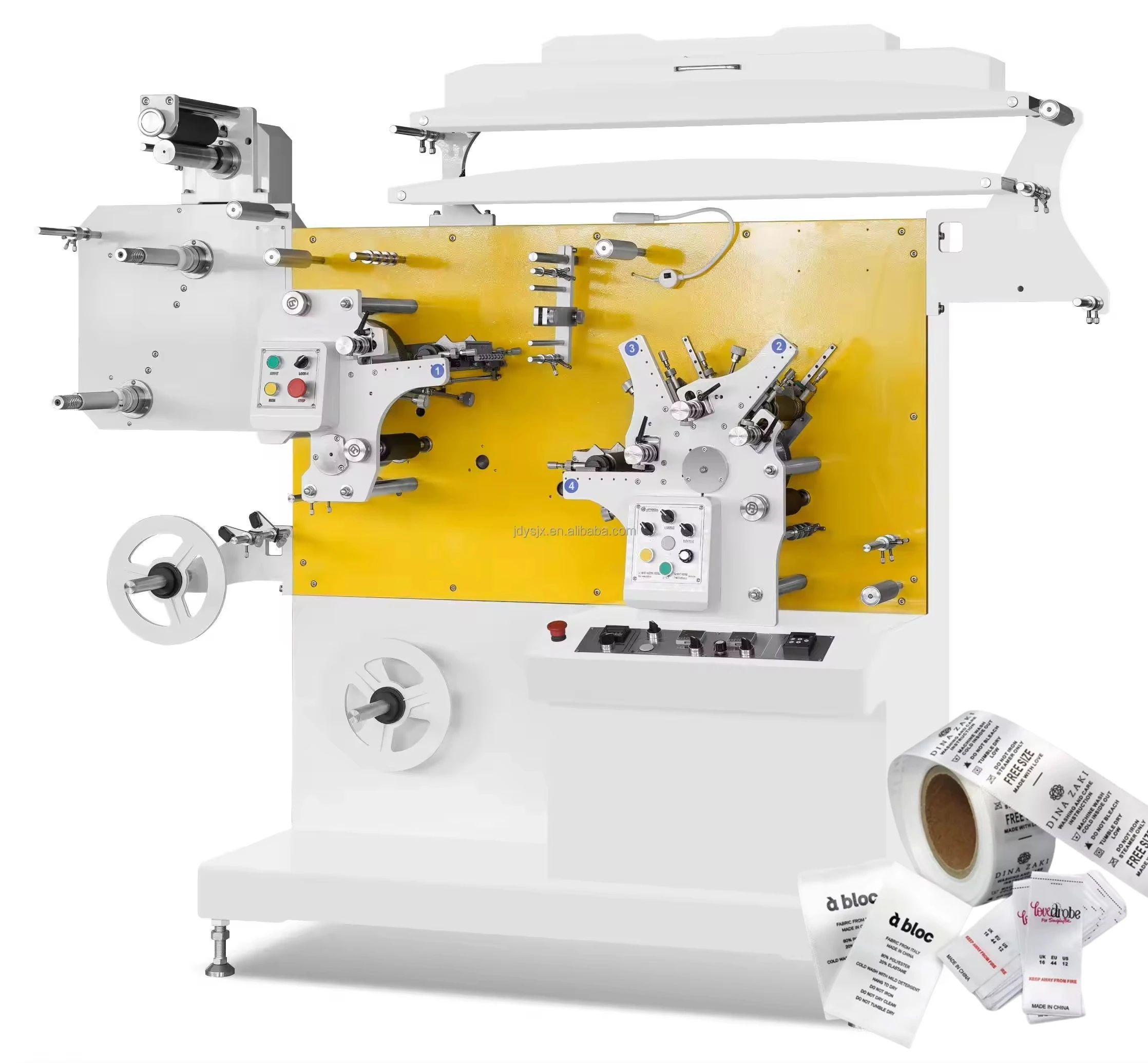 JR-1231 China Manufacturers 1-4 Colors Double Side Print 60m/Min High Performance Flexo Printing Machine For Narrow Fabric Label