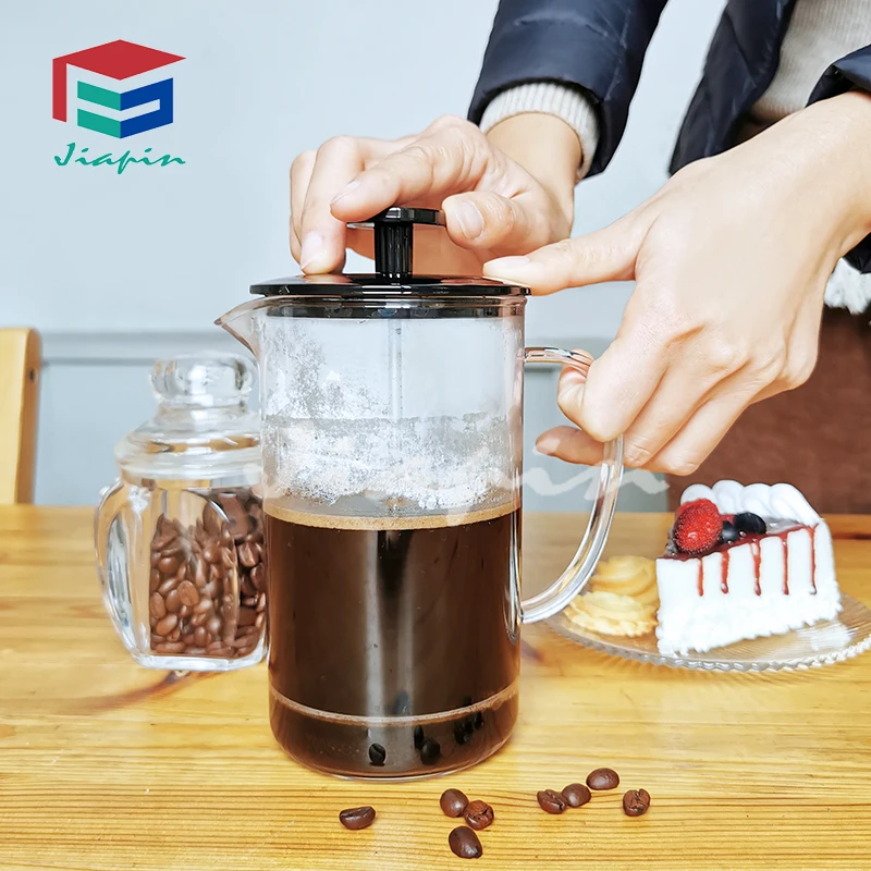 Plastic Filter Black Cafe Tea Maker Prensa French Press Coffee Maker Hot 600ml milk pitcher with lid for camping