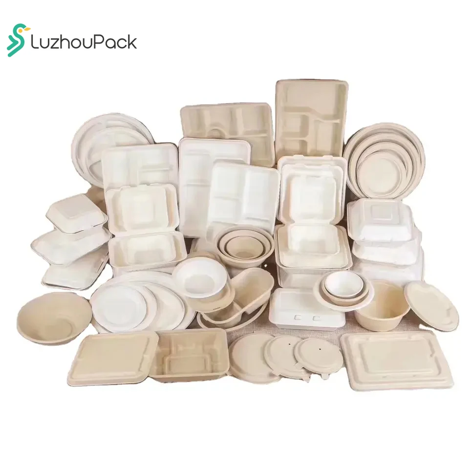 LuzhouPack Christmas disposable tableware biodegradable birthday dinnerware set with cutlery plate for wedding party