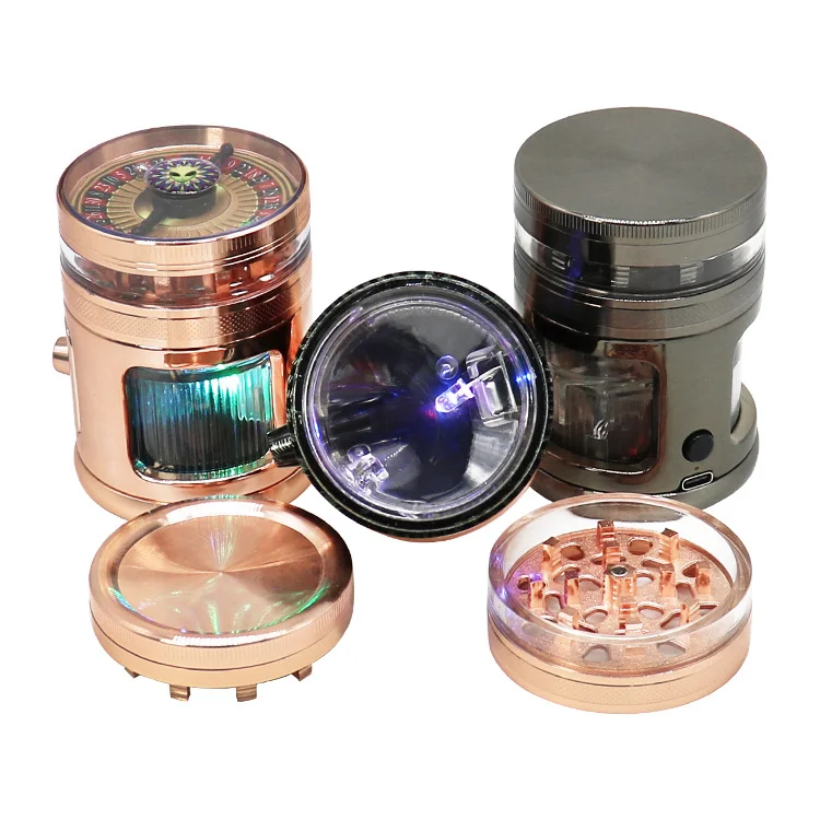 China hot sale 63mm rechargeable glow in the dark aluminium alloy crusher lighter and cigarette accessories