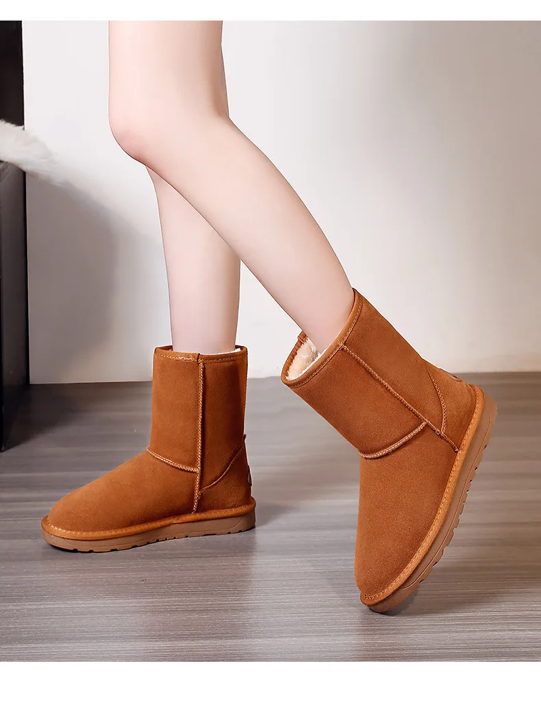 Snow Boots Trim Office &career Dress Shoe Cozy Footwear Comfortable Women Winter Flat Boots Shoes with Fur Holiday Wedding Party