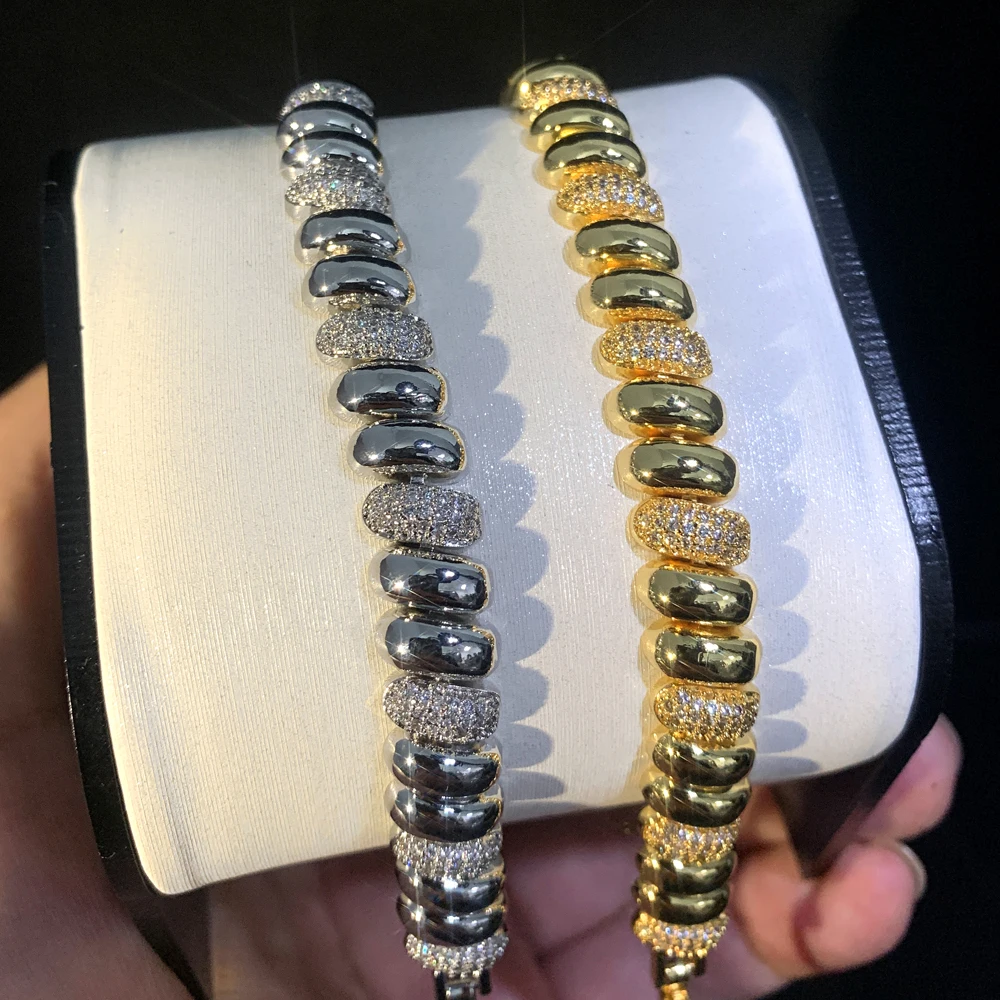 2023 New Arrival High Polish Diamond Circle CZ Bracelet Necklace For Women Girl Fashion Jewelry Set