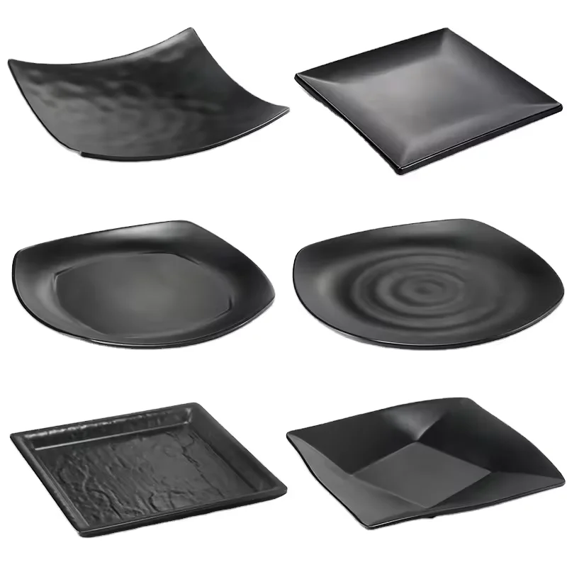 melamine black square restaurant plates irregular dinner plates dinnerware sets for spring