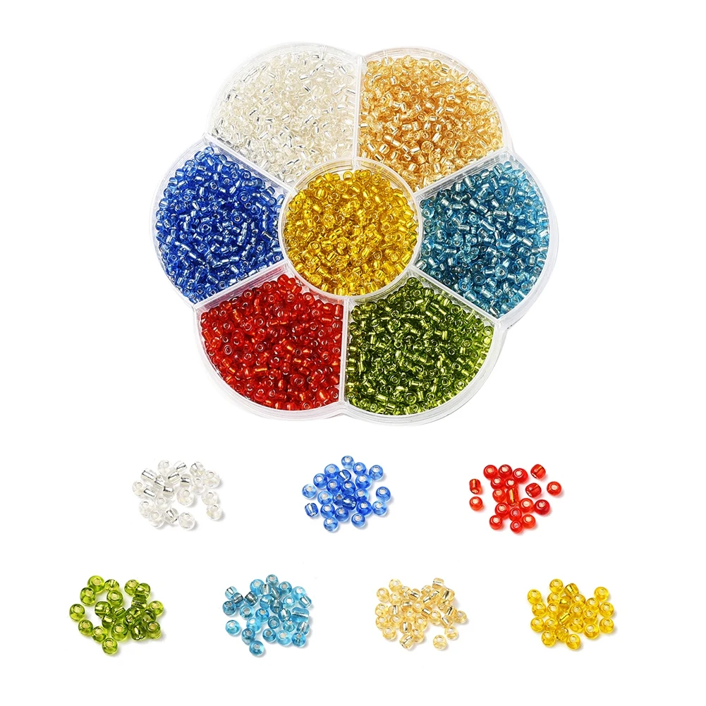 Pandahall 3500Pcs 7 Colors 12/0 Frosted Colours Glass Round Seed Beads