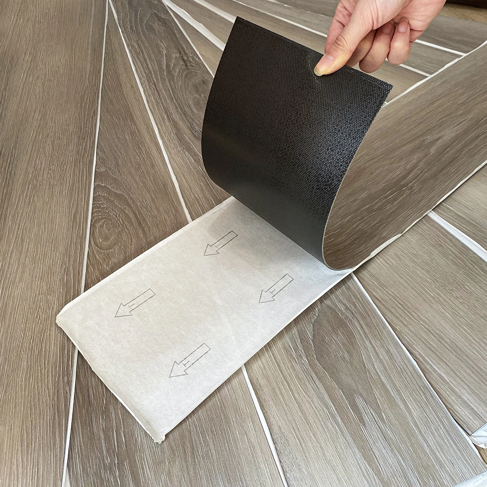 Us hot selling self-adhesive adhesive wood design peel paste PVC floor covering PISO-bonded lvt self-adhesive vinyl flooring