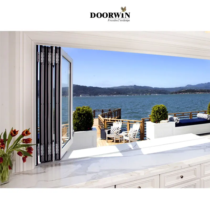 2024 Newest Balcony Durable Aluminium Tempered Glass Long Bi Folding Windows
