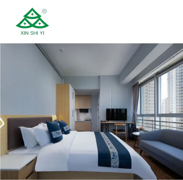 Choice Business hotel guest furniture set Modern customized wooden leather fabric upholstery furniture for Hotel apartment