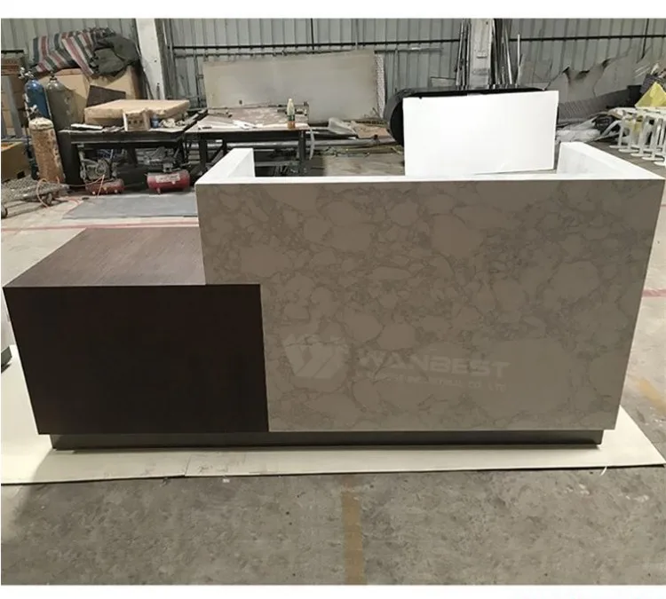 Modern Acrylic Wood Hotel Restaurant Nail Salon Clinic Standing Reception Desk Cashier Counter