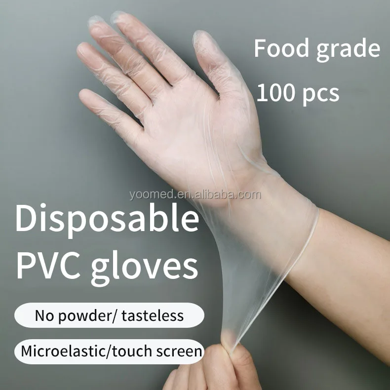 Single-use Impermeable Durable Clear PVC Vinyl Gloves for Food Service