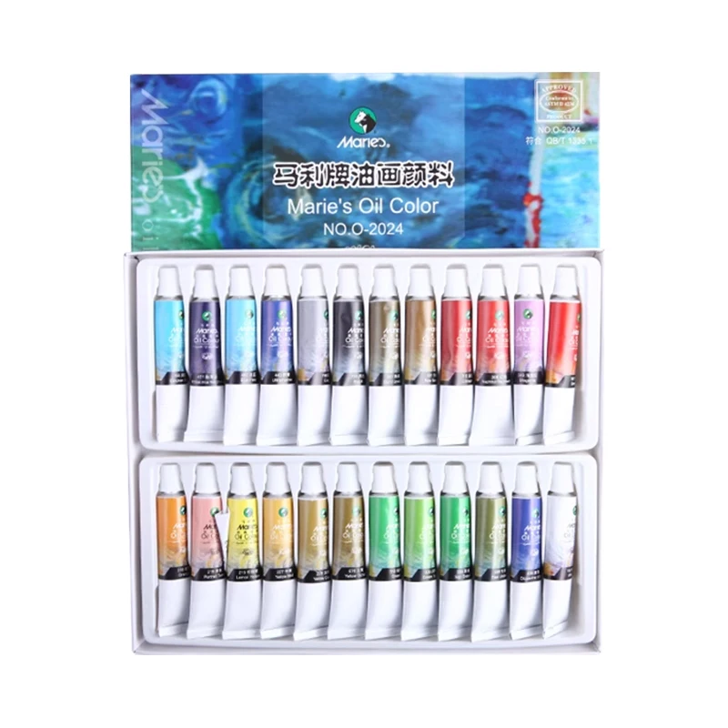 Maries Oil Paint Set 24 colors 12ml rich colors and strong coverage Oil Paint for Professional Artists and Art Students