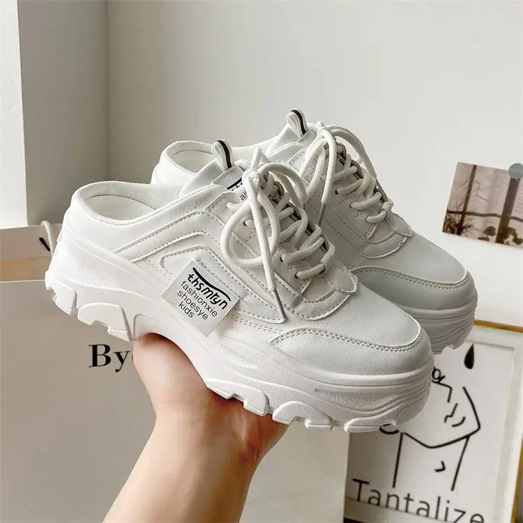 Small White Shoes With Thick Soles For Women 2024 Spring Student Sports Leisure Low-top Elevating Board Shoes