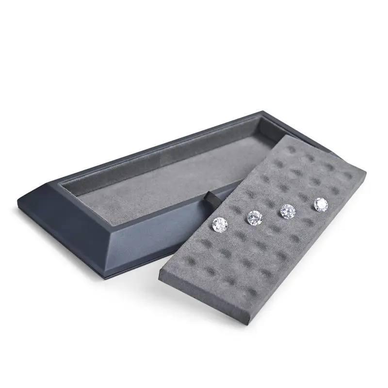 JINSKY Factory Customized New Grey Pu Leather And Microfiber Jewelry Display Plate Pendant Charm Bead Tray Diamond Display Trays