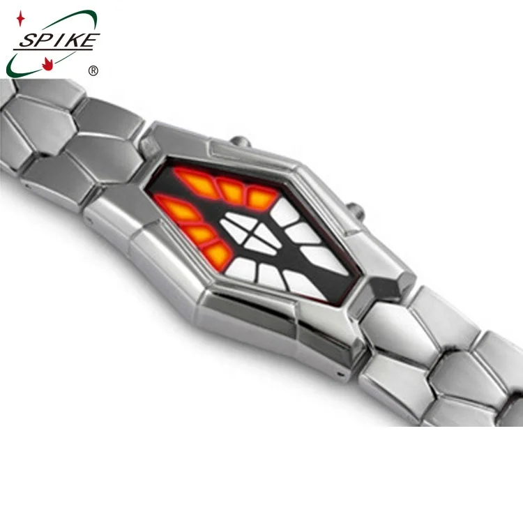 Metal lava iron samurai watch led display