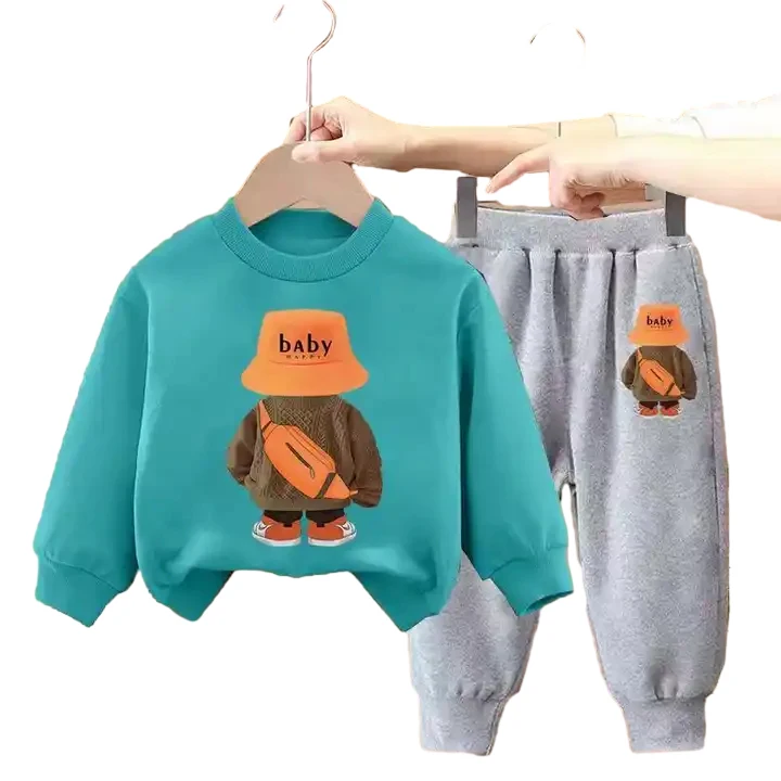 2024 Most Popular cute cartoon printing sweatshirts kids set for girls and boys clothing sets