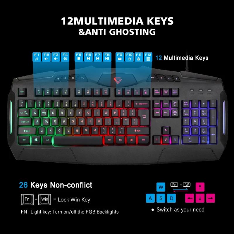 Low Price 104 Keys Rainbow Glowing Klavye Teclado Geimer Rgb Clavier De Gamer Pour PC Gaming Key Board Usb Wired Keyboard