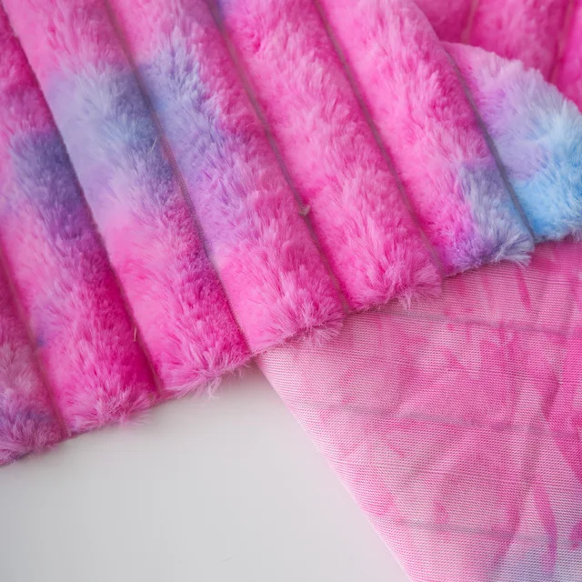 RL PV Plush tie-dye colorful Rabbit Fur Faux Mink Fur Cheap vintage velvet fabric for clothes clothing by the yard clearance