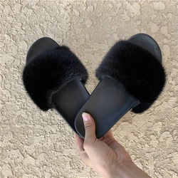 2020 NEW Fashion real fur slides wholesale Multiple colorswomen mink fur slippers furry outdoor sandals Custom logo
