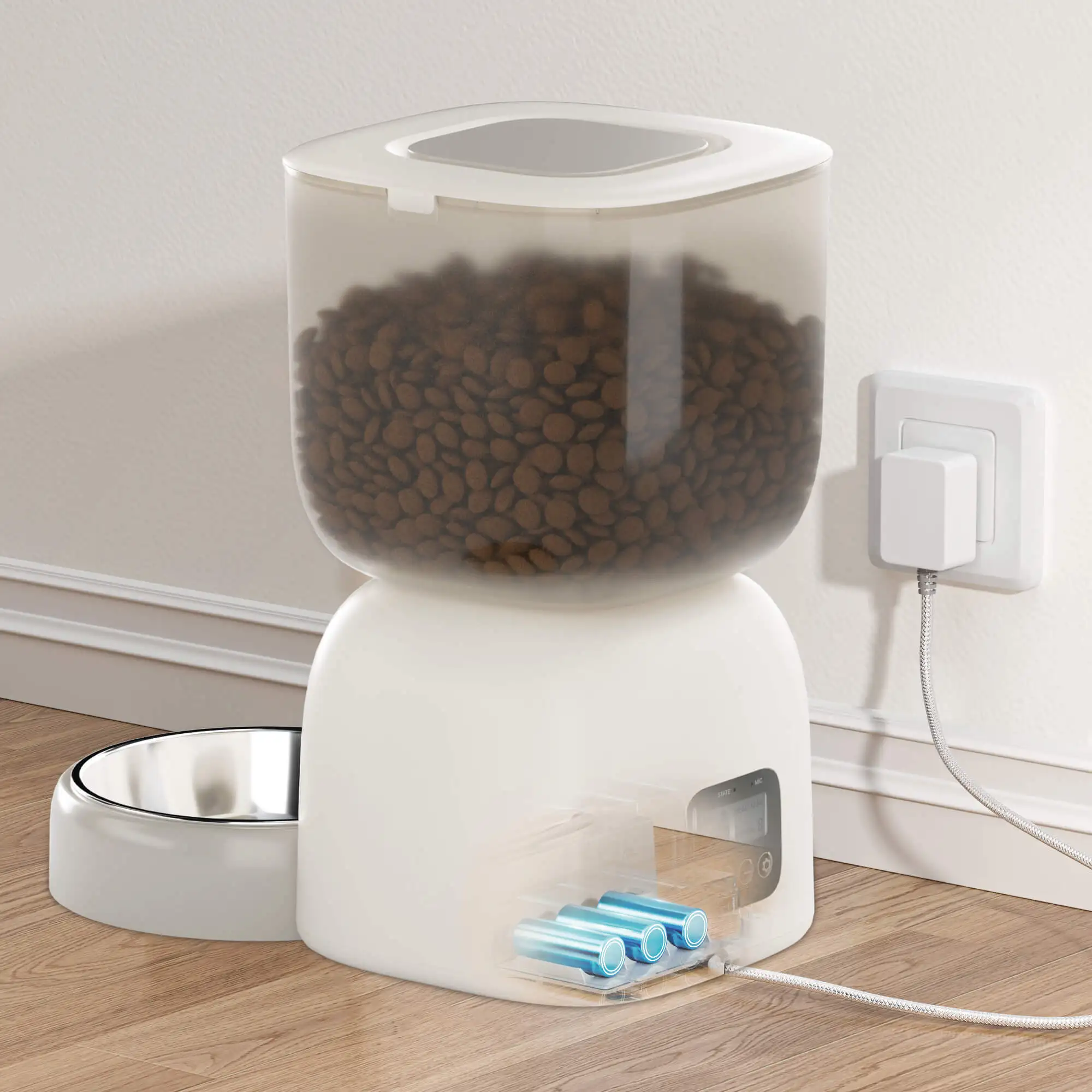 Petwant New Arrival Visible 3L Pet Dog Food Dispenser Precise 1-4 Meals Portion Control Automatic Cat Feeder For Dry Food