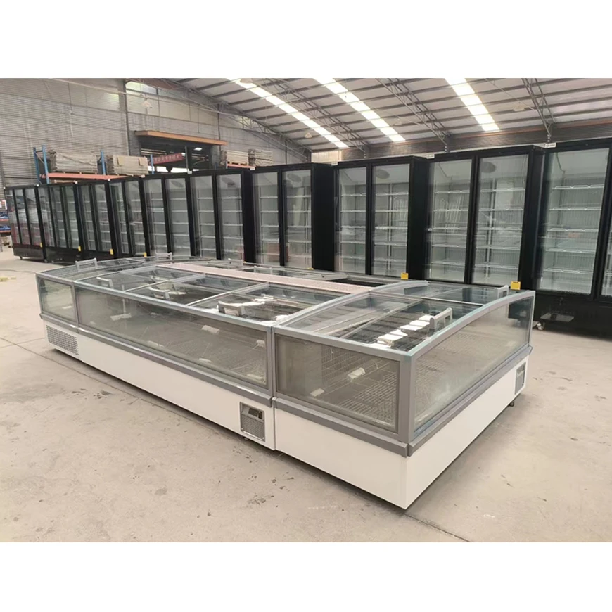 Top Sliding Door Fridges Commercial Display Horizontal Island Freezer Deep Freezers with Large Glass Area