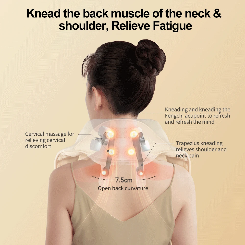 Best neck and back massager kneading heating vibration portable mini back and neck shoulder massager