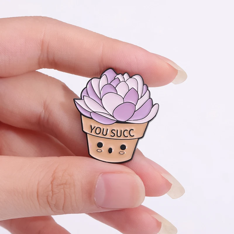 Kawaii Cartoon Brooch Cactus Plant Funny Birds Eggs Enamel Pins Hard Lapel Badge for Clothes Shirt Collar Backpack Pin Jewelry