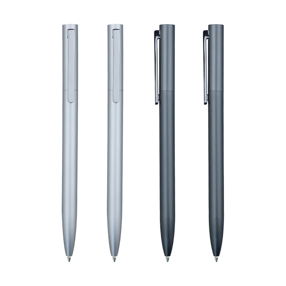 Matte Sliver Gun Pen with Laser Logo Twist Thin Metal Ballpoint Pen for Hotel