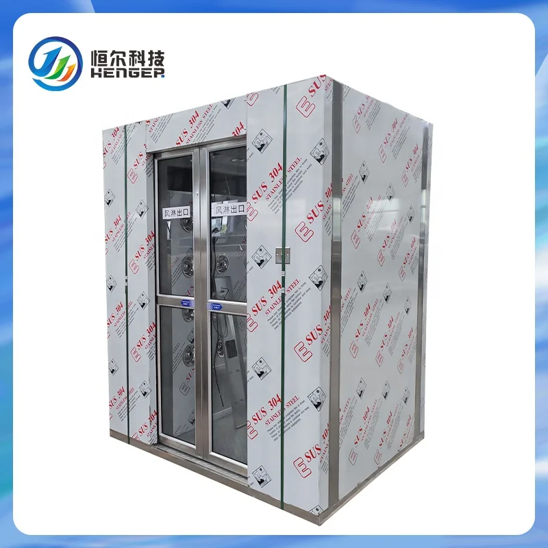 Double Shower Room Clean Room Air Shower With Sliding Door For Food Industry  Hygiene Station
