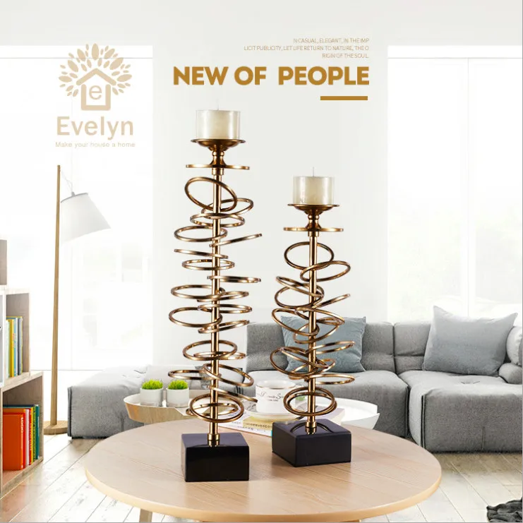 Luxurious newest design gold large metal tall table big candle stand holder for wedding table decor