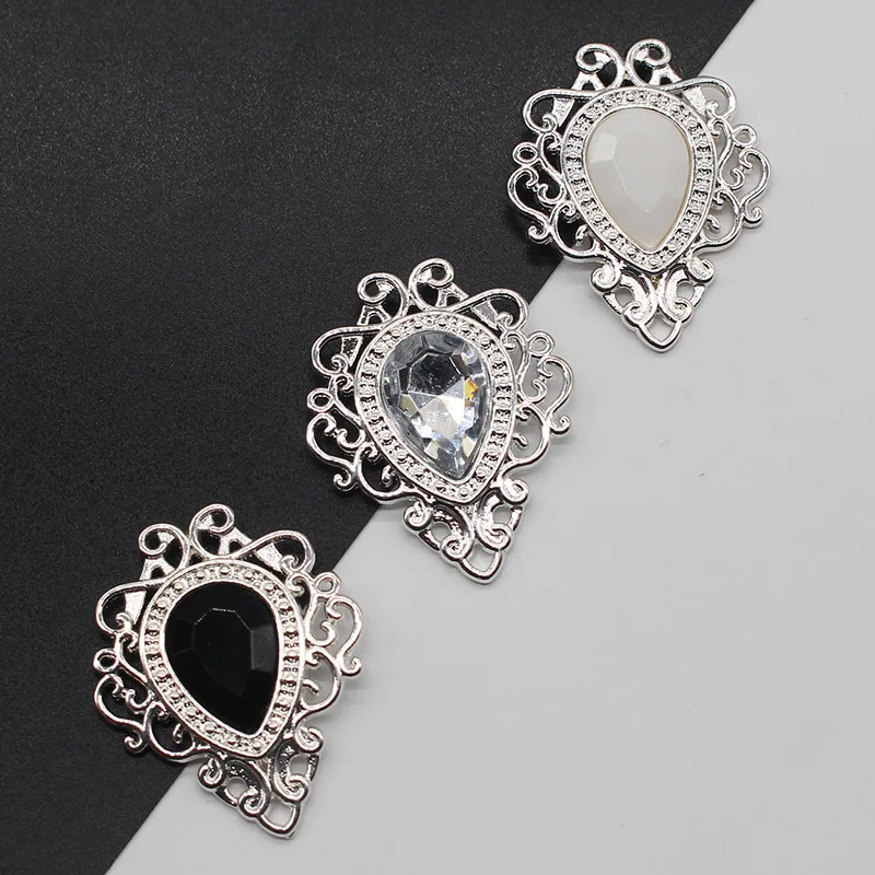 Lan Guang Wholesale Sliver Flatback Alloy Plating Crystal Rhinestone applique Accessories For Women Bridal Dress