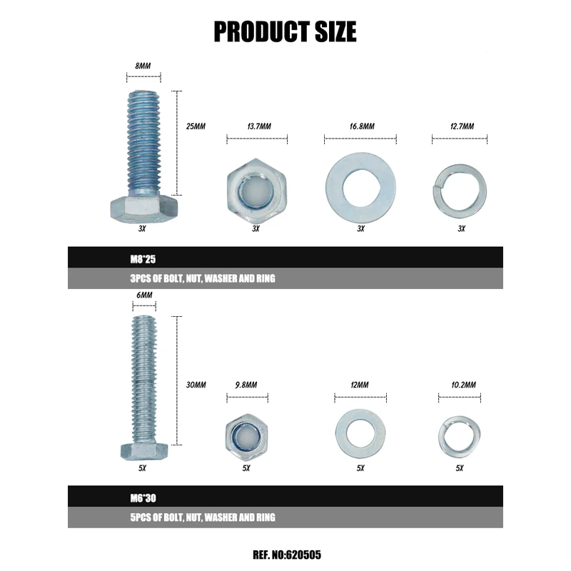 Nut and Bolt 32pcs Assortment Hex Nuts multi-layer gavanizztion
