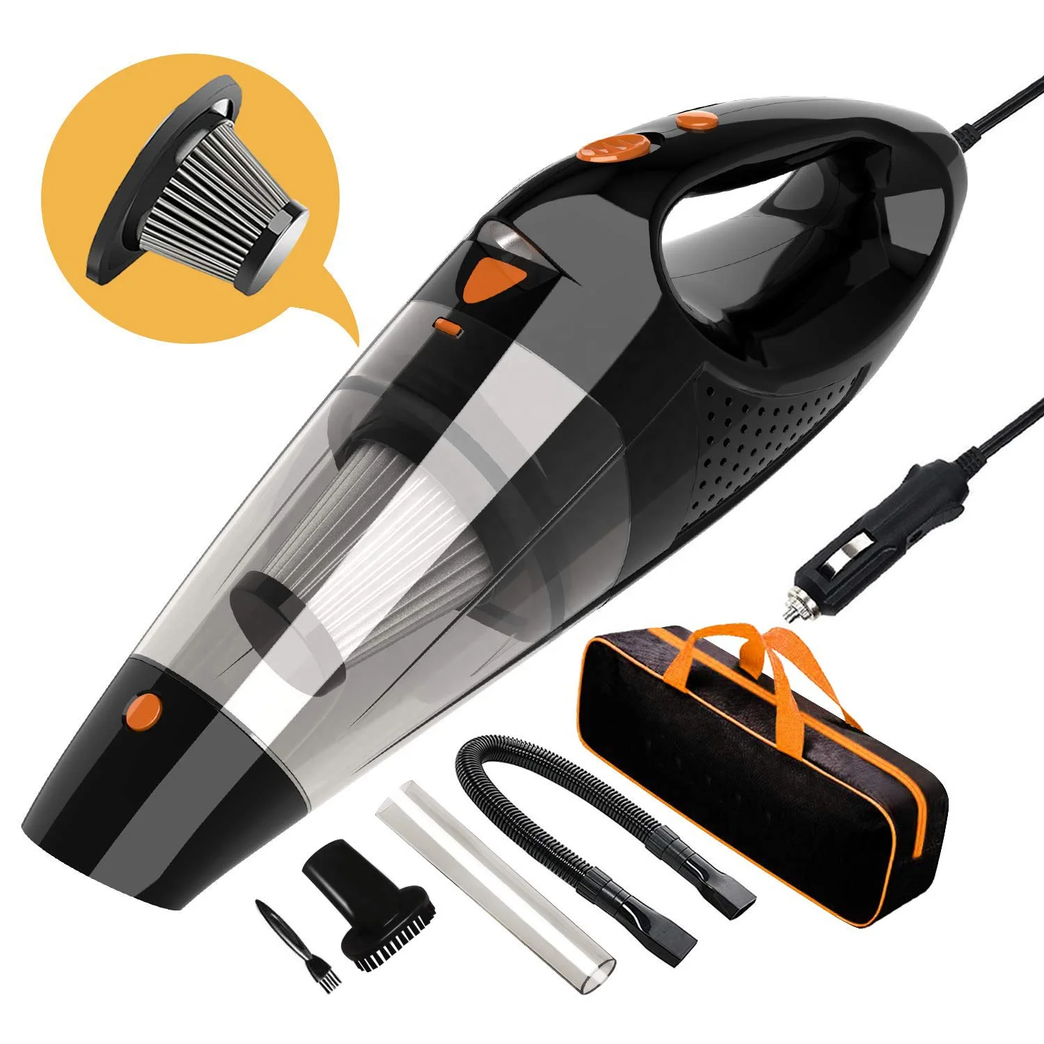 Corded Car Vacuum Cleaner High Power for Quick Car Cleaning, DC 12V Portable Auto Vacuum Cleaner for Car Use Only